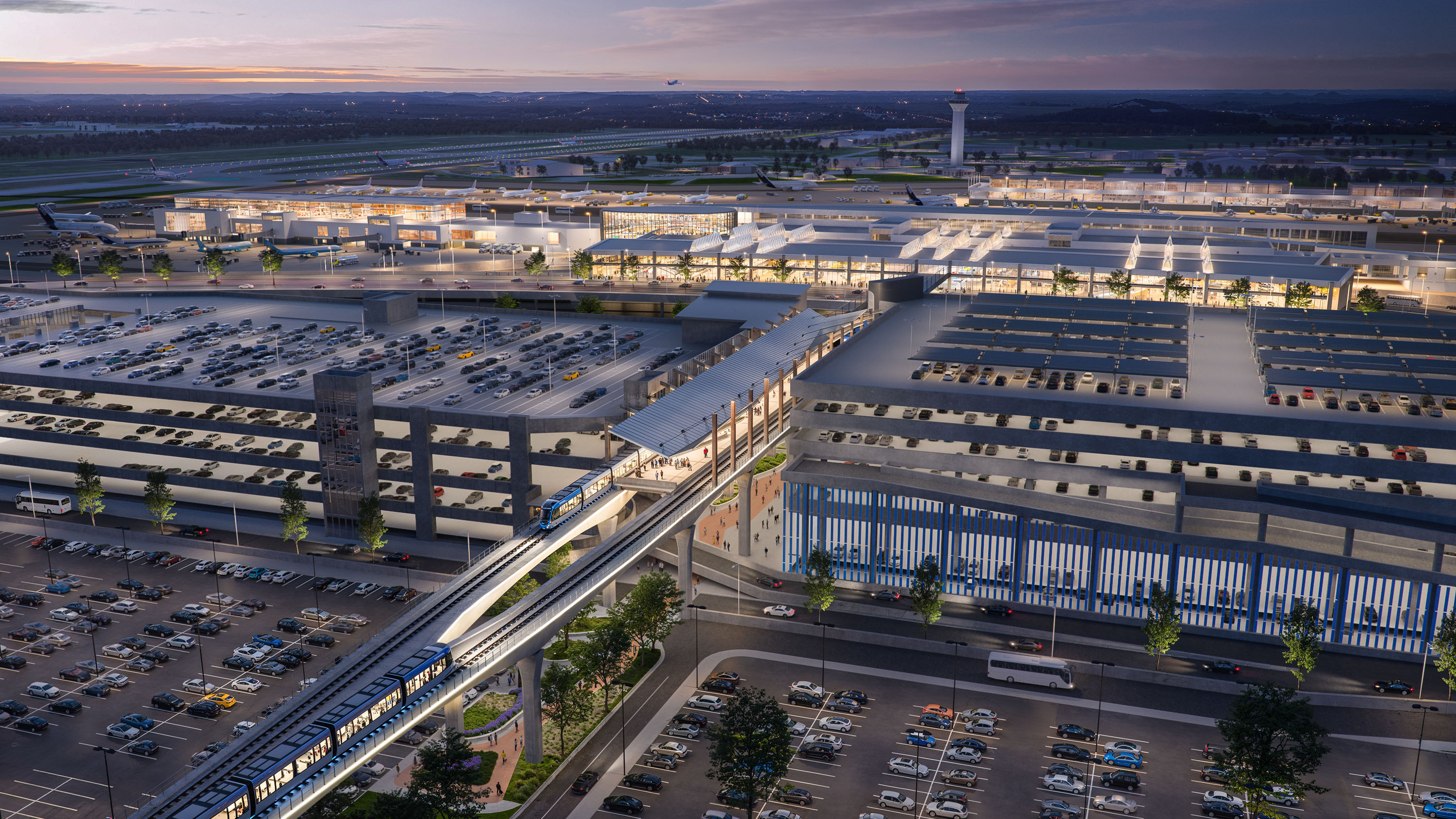 Austin-Bergstrom International Airport transit and parking connection
