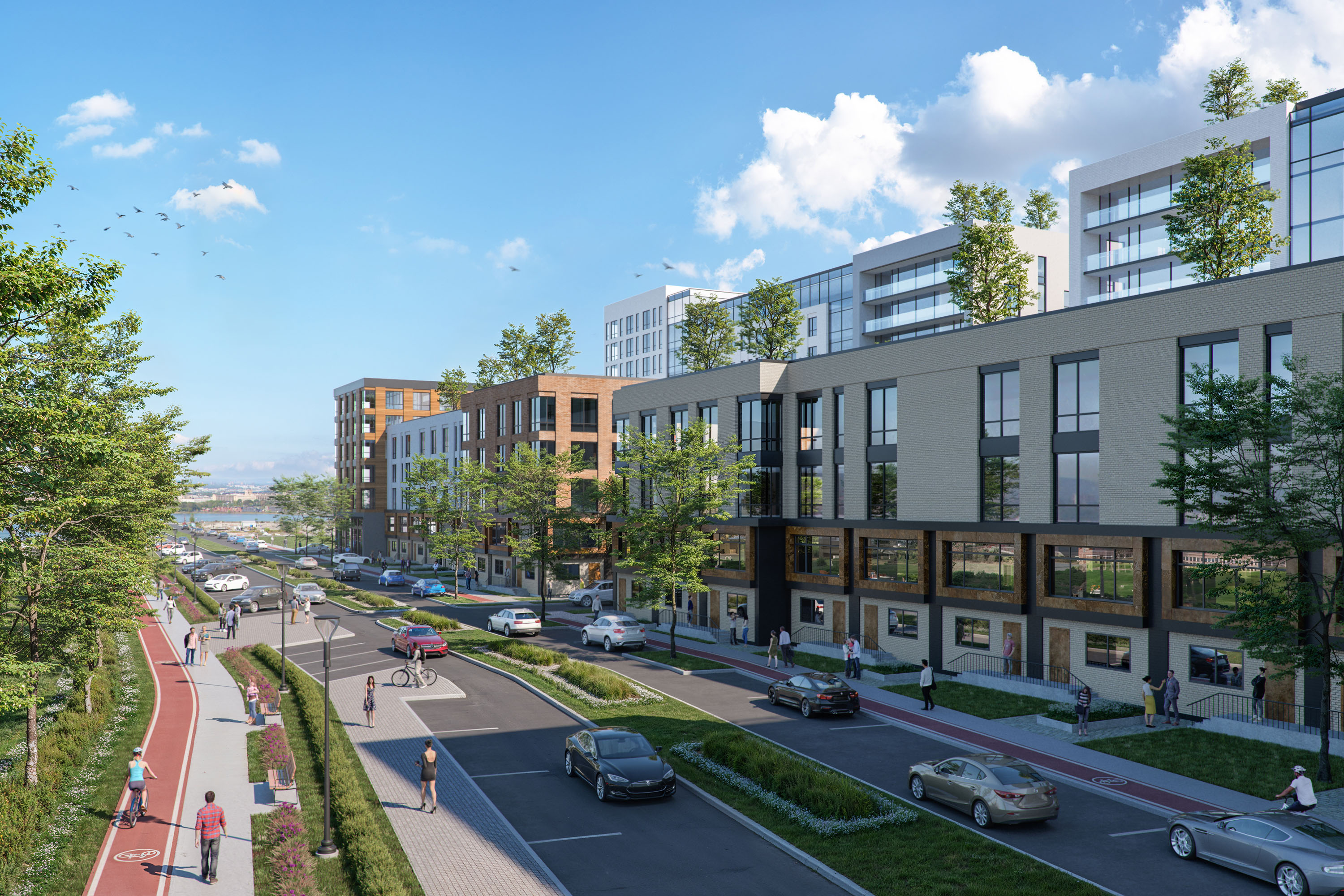 Cove Pointe street-level residential architecture in Jersey City
