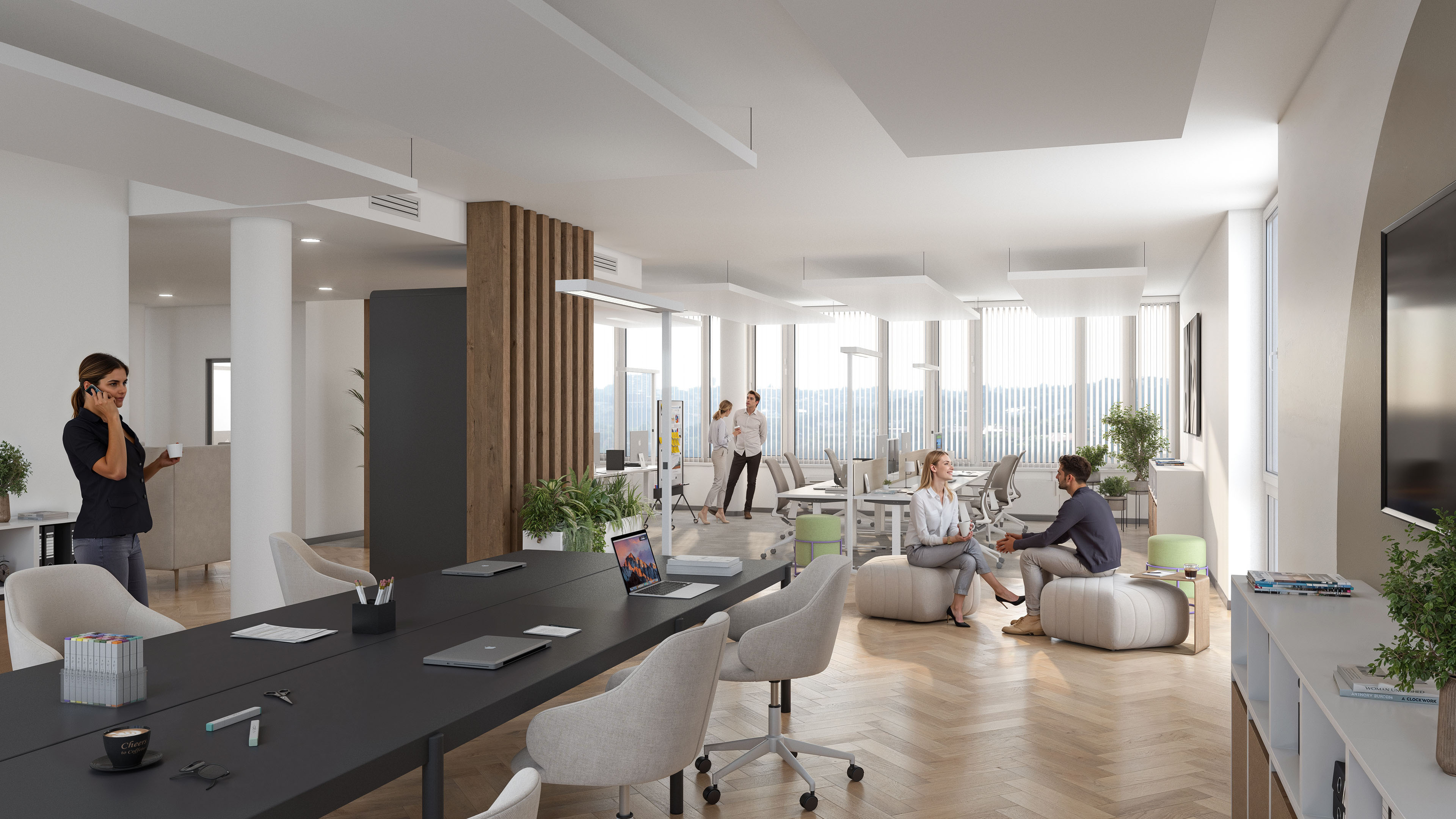 Frames contemporary open plan office interior in Darmstadt