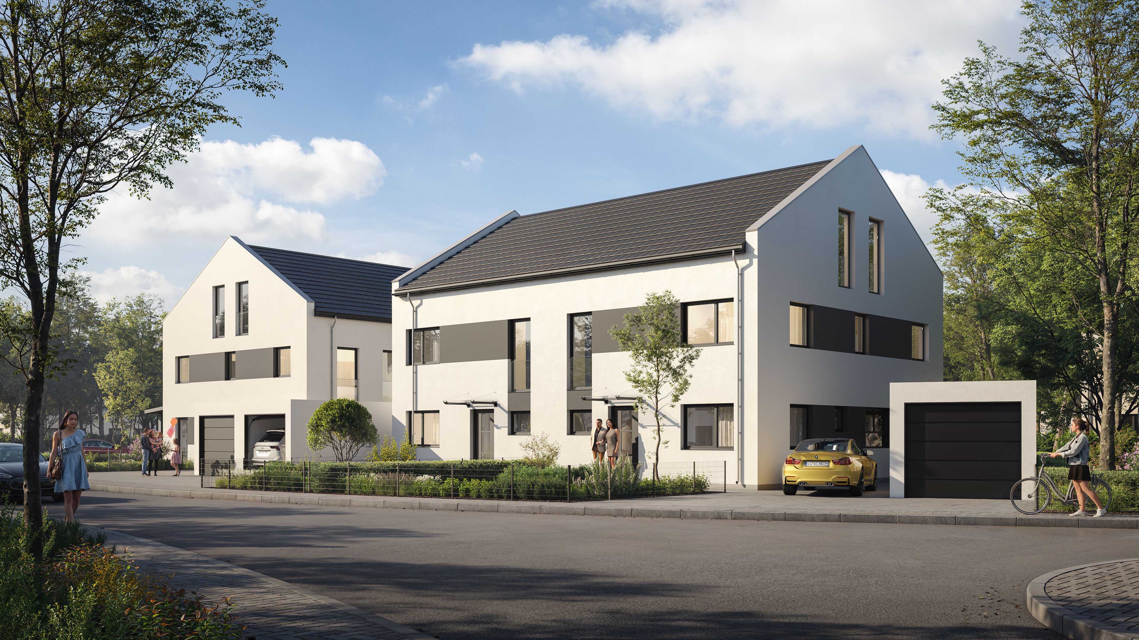 Mamming contemporary family homes with gabled roofs