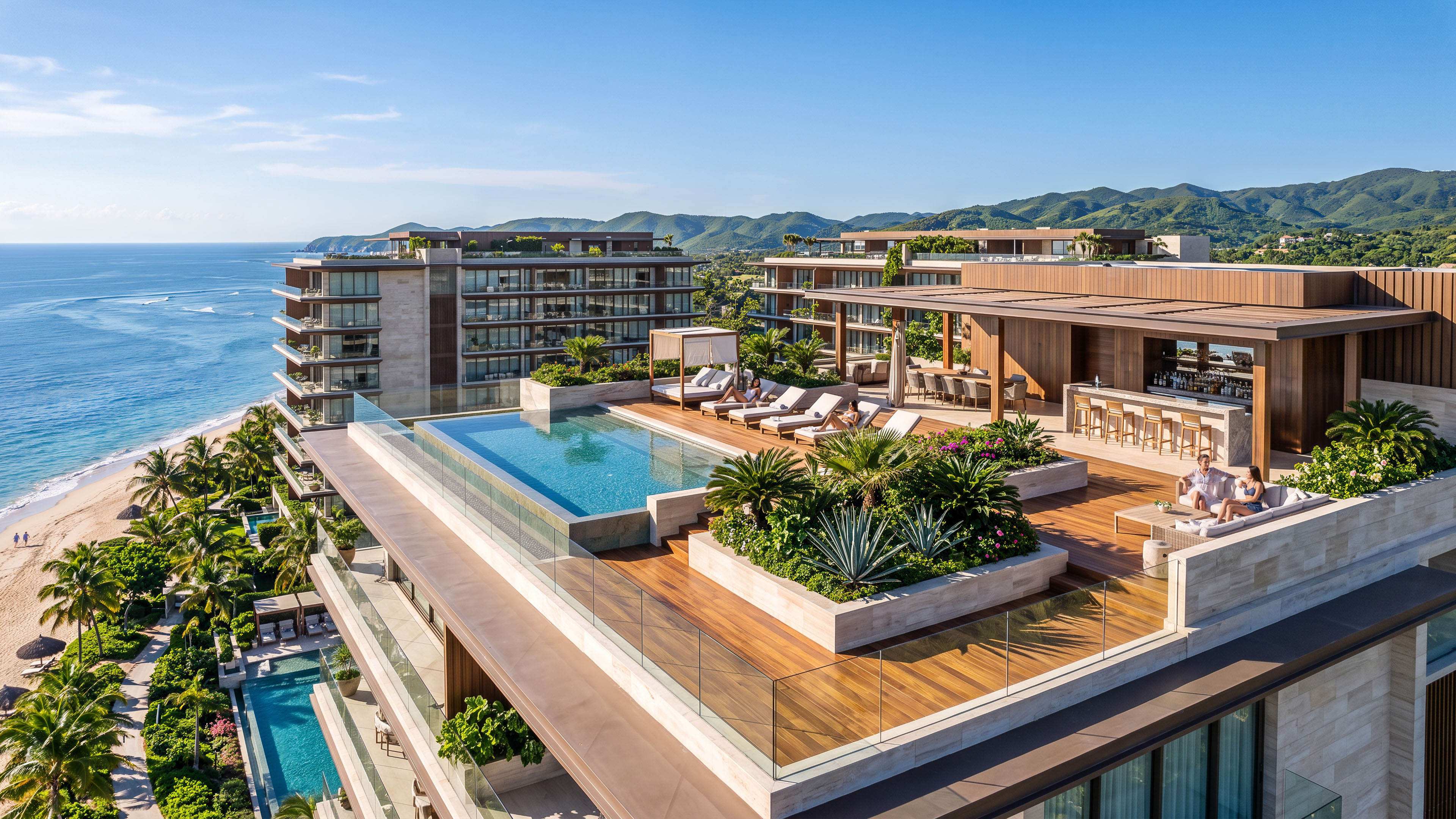Solara Bay Residences rooftop pool terrace overlooking the ocean